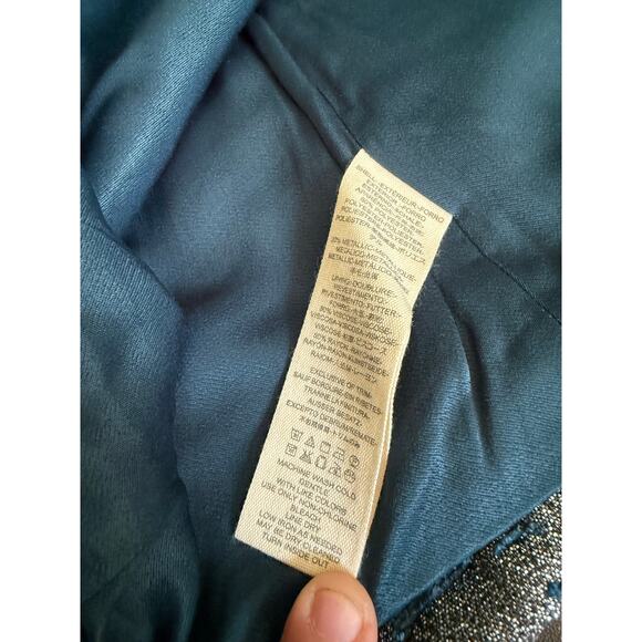 Free People Mini Blue Embroidered Metallic Moving-On Skirt Sz. 2 - Picture 3 of 5